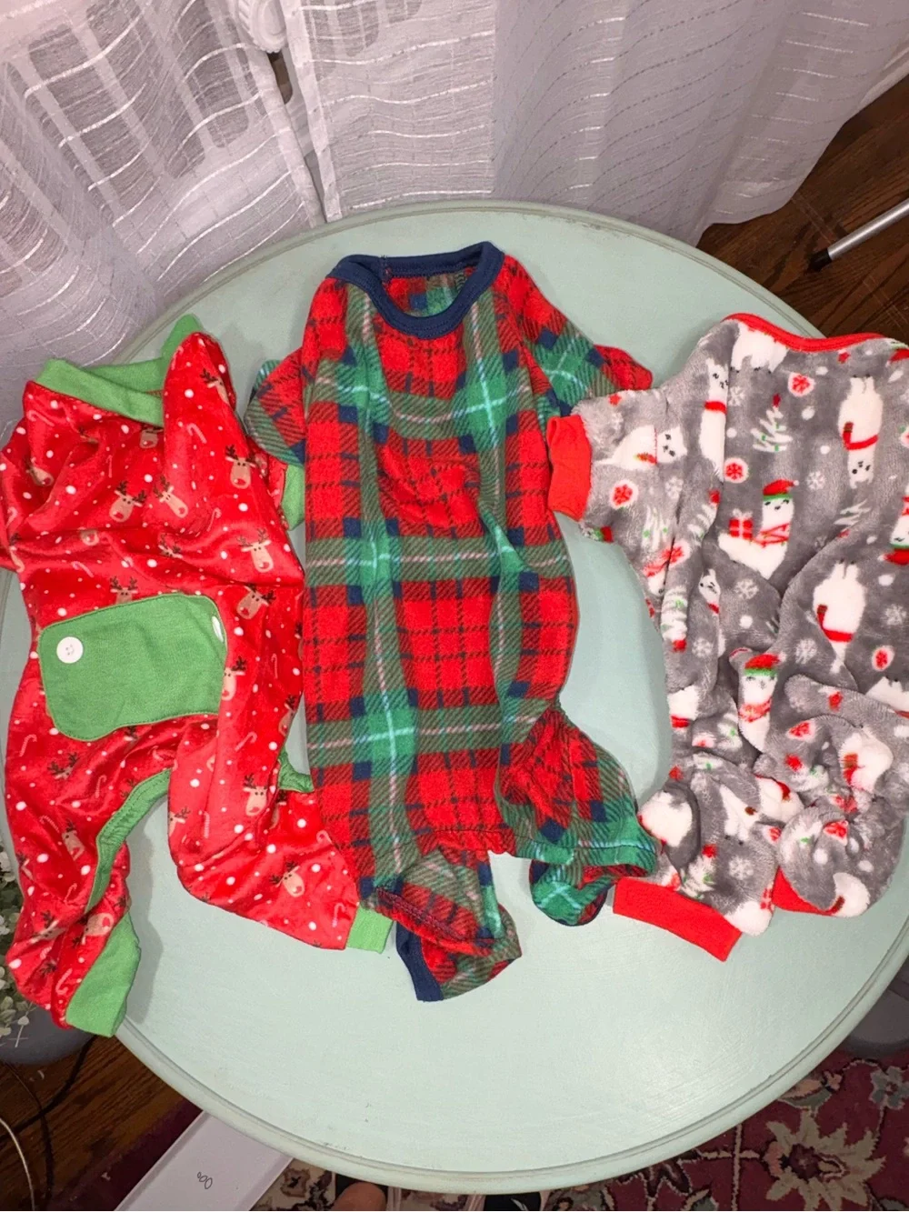 Lot 3 Small Dog Christmas Pajamas Fleece Holiday Reindeer Plaid Polar Bear XS